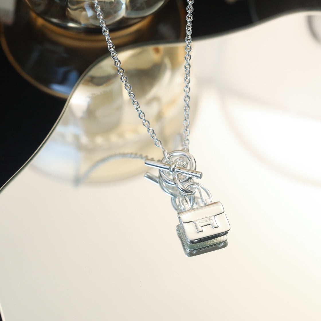 [✨ROSE✨]POP H PEDANT SILVER NECKLACE