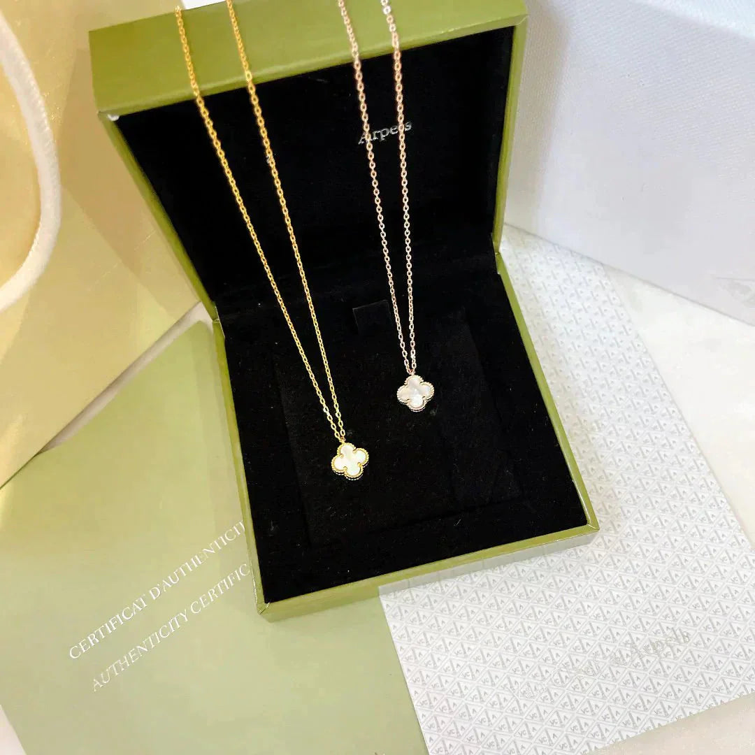 [✨ROSE✨]CLOVER MINI 9.5MM WHITE MOTHER-OF-PEARL NECKLACE