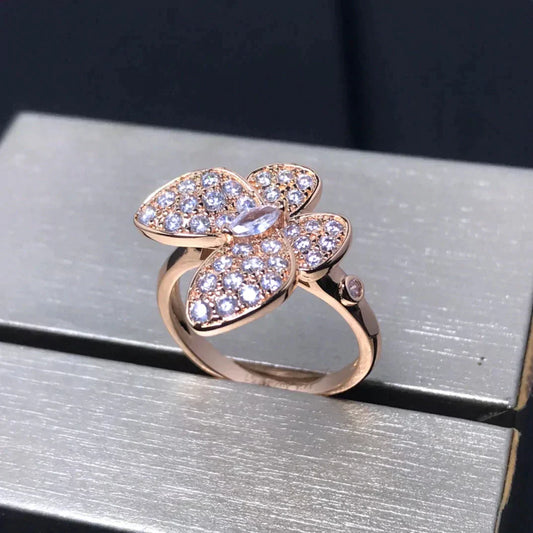 [✨ROSE✨]BUTTERFLY PINK GOLD DIAMOND RING