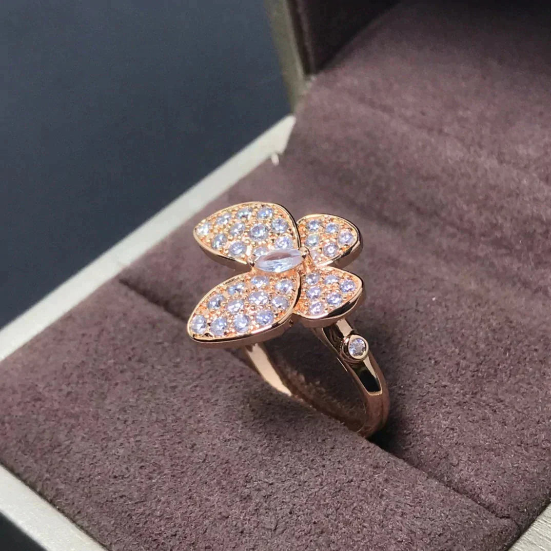 [✨ROSE✨]BUTTERFLY PINK GOLD DIAMOND RING
