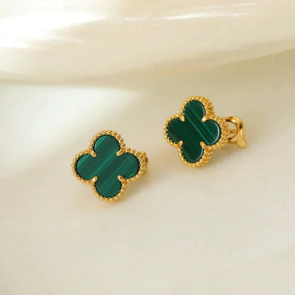[✨ROSE✨]CLOVER MEDIUM 1 MOTIFS MALACHITE  EARRINGS