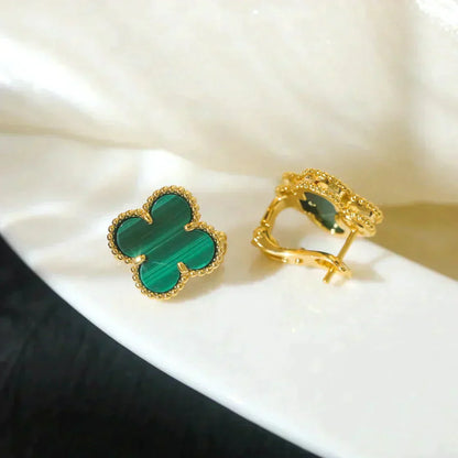 [✨ROSE✨]CLOVER MEDIUM 1 MOTIFS MALACHITE  EARRINGS