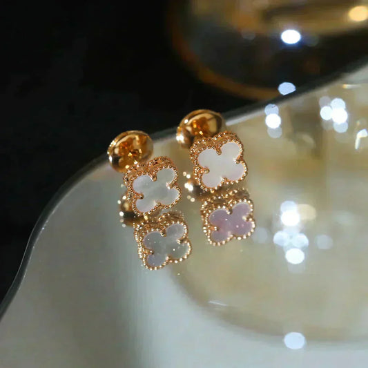[✨ROSE✨]CLOVER MINI 9.5MM WHITE MOP EARRINGS