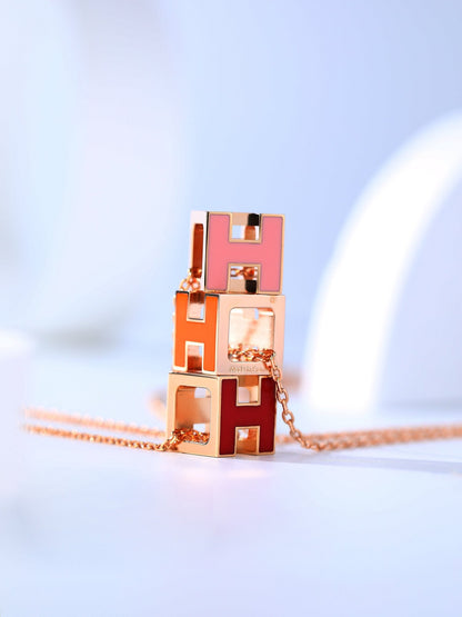 [✨ROSE✨]H CAGE PINK GOLD NECKLACE