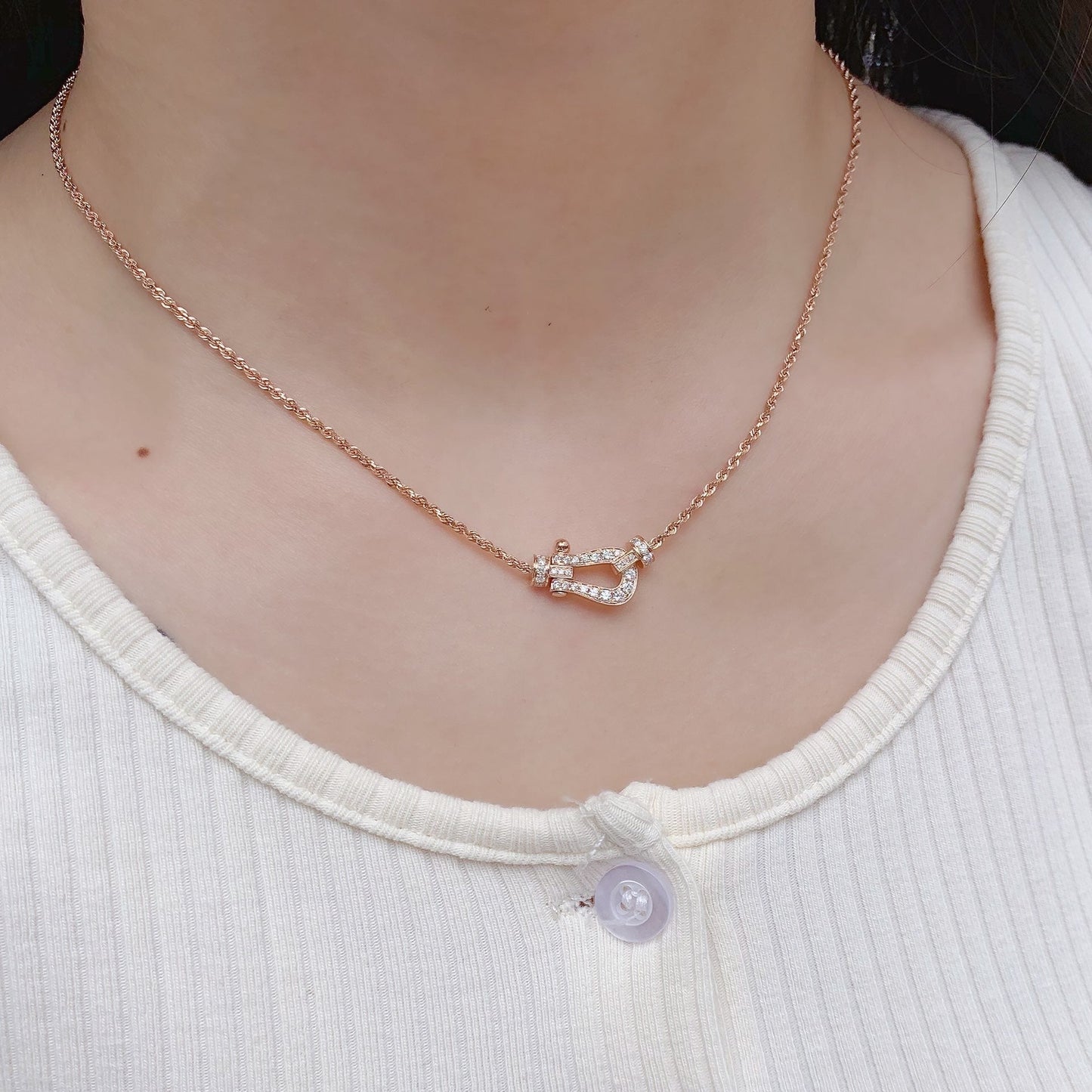 [✨ROSE✨]FORCE 10 PINK GOLD DIAMOND NECKLACE