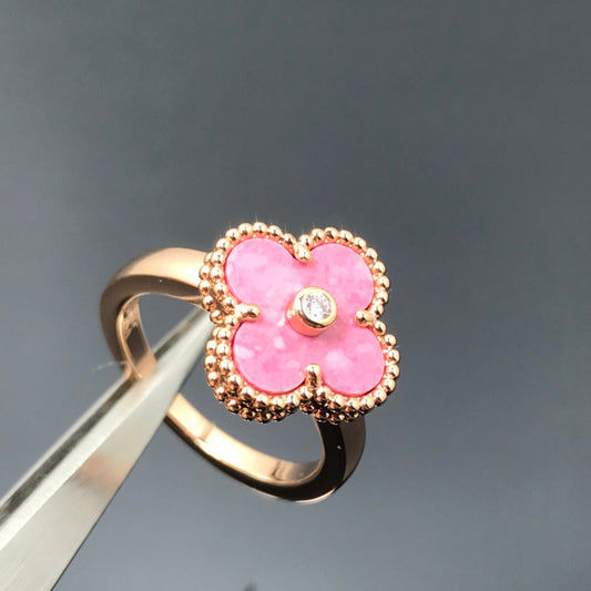 [✨ROSE✨]CLOVER RHODONITE ROSE GOLD RING