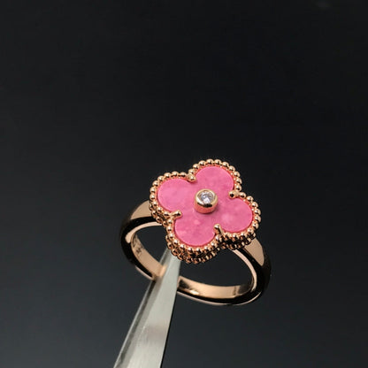 [✨ROSE✨]CLOVER RHODONITE ROSE GOLD RING