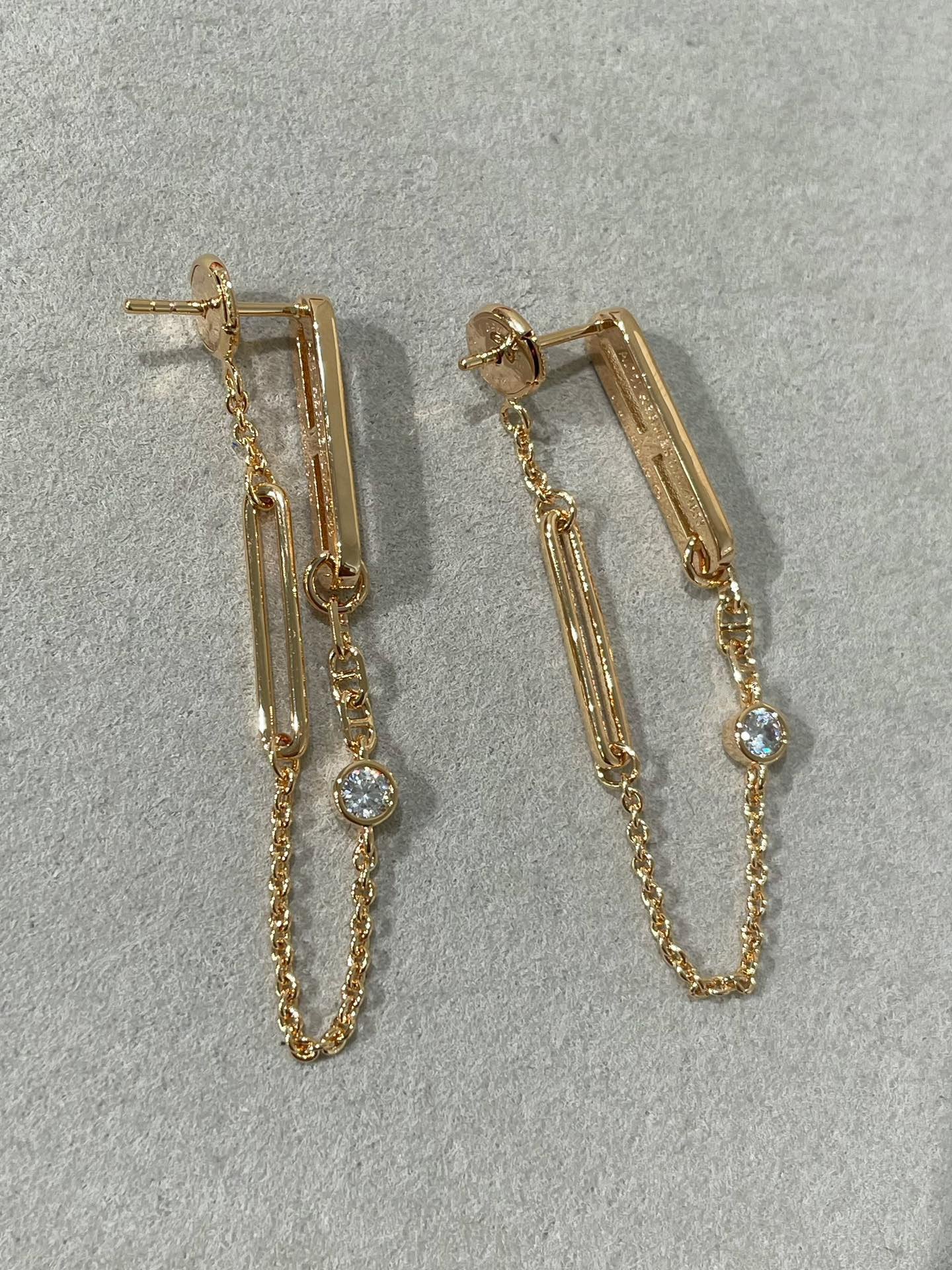 [✨ROSE✨]CHAINE CHAOS DIAMOND DROP EARRINGS
