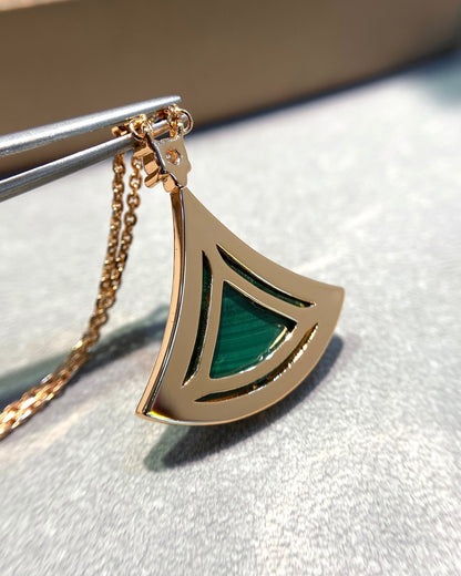 [✨ROSE✨]DREAM MALACHITE DIAMOND PAVED PINK GOLD NECKLACE