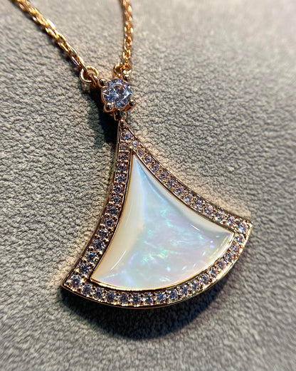 [✨ROSE✨]DREAM MOP DIAMOND PAVED PINK GOLD NECKLACE