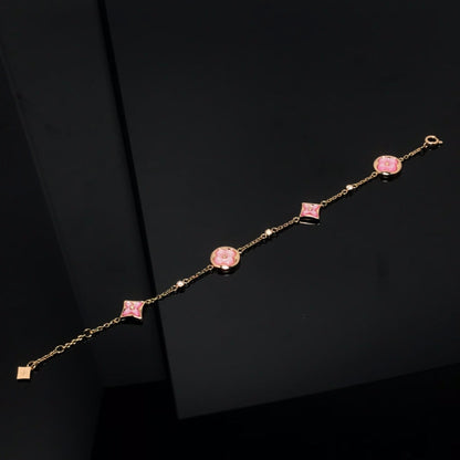 [✨ROSE✨]STAR AND SUN 4 MOTIF PINK MOP PINK GOLD BRACELET