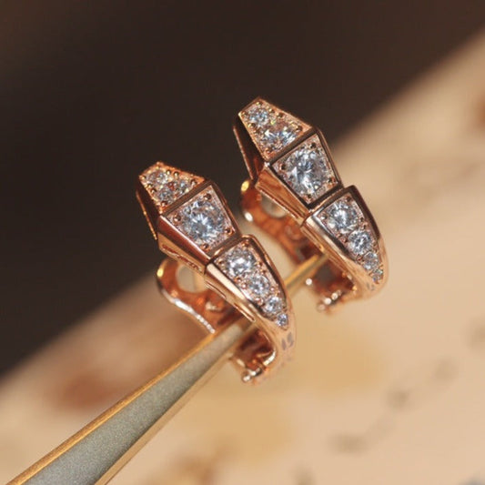 [✨ROSE✨]SERPENT PINK GOLD DIAMOND EARRINGS