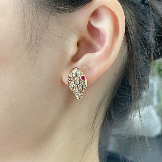 [✨ROSE✨]SERPENT DIAMOND STUD EARRINGS