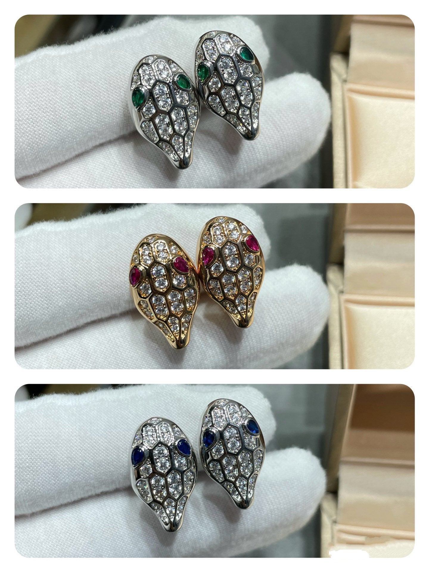 [✨ROSE✨]SERPENT DIAMOND STUD EARRINGS