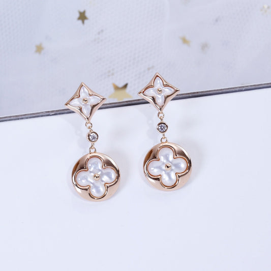 [✨ROSE✨]STAR AND SUN PINK GOLD MOP DROP EARRINGS