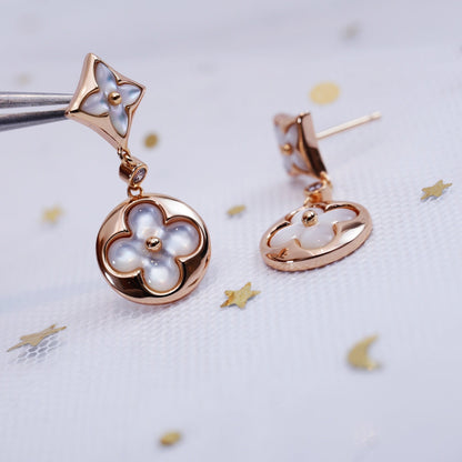 [✨ROSE✨]STAR AND SUN PINK GOLD MOP DROP EARRINGS