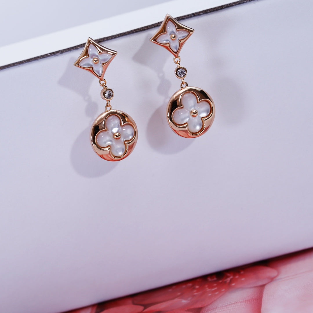 [✨ROSE✨]STAR AND SUN PINK GOLD MOP DROP EARRINGS