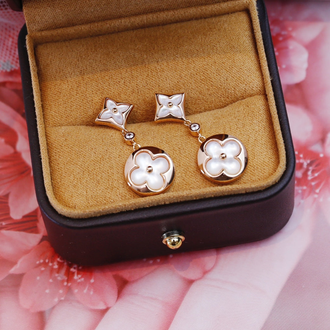[✨ROSE✨]STAR AND SUN PINK GOLD MOP DROP EARRINGS