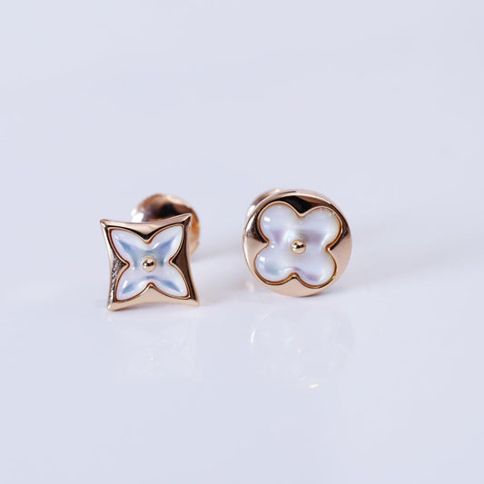 [✨ROSE✨]STAR AND SUN PINK GOLD MOP STUD EARRINGS