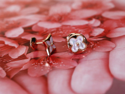 [✨ROSE✨]STAR AND SUN PINK GOLD MOP STUD EARRINGS