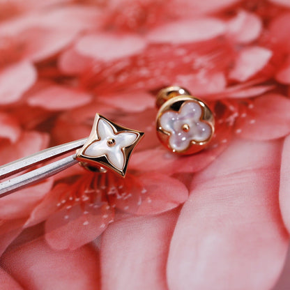 [✨ROSE✨]STAR AND SUN PINK GOLD MOP STUD EARRINGS