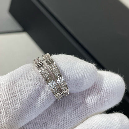 [✨ROSE✨]LOVE DIAMOND SILVER HOOP EARRINGS