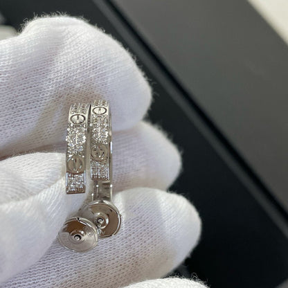 [✨ROSE✨]LOVE DIAMOND SILVER HOOP EARRINGS