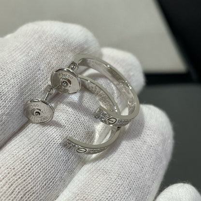 [✨ROSE✨]LOVE DIAMOND SILVER HOOP EARRINGS