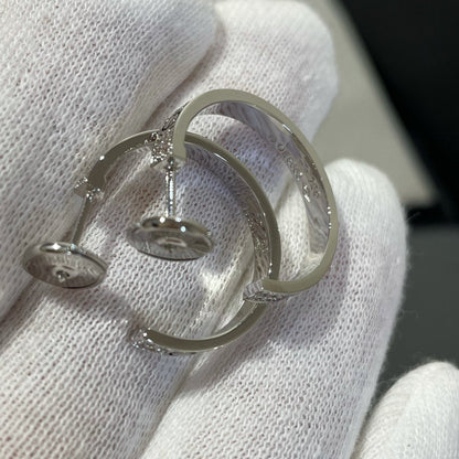 [✨ROSE✨]LOVE DIAMOND SILVER HOOP EARRINGS