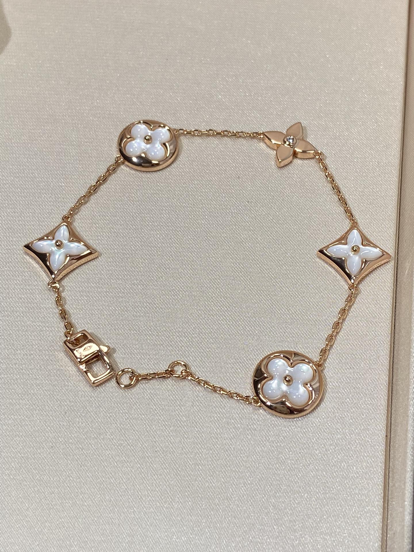 [✨ROSE✨]STAR AND SUN 5 MOTIF MOP PINK GOLD BRACELET