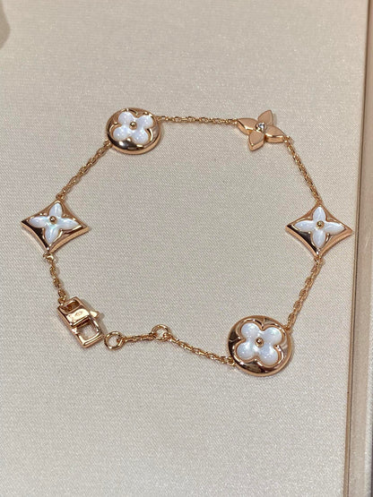 [✨ROSE✨]STAR AND SUN 5 MOTIF MOP PINK GOLD BRACELET