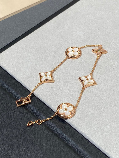 [✨ROSE✨]STAR AND SUN 5 MOTIF MOP PINK GOLD BRACELET