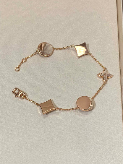 [✨ROSE✨]STAR AND SUN 5 MOTIF MOP PINK GOLD BRACELET