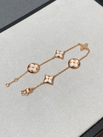 [✨ROSE✨]STAR AND SUN 5 MOTIF MOP PINK GOLD BRACELET