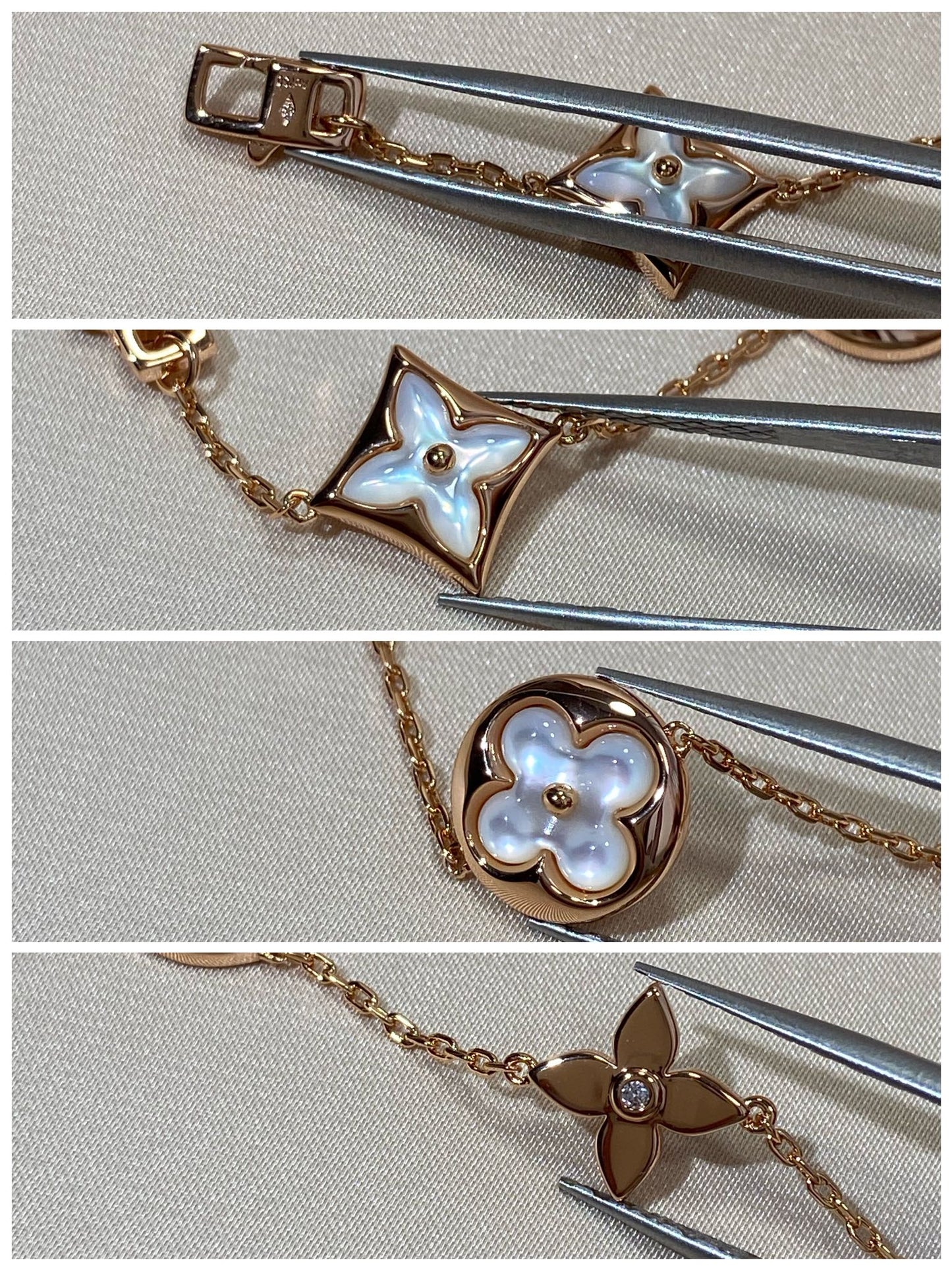 [✨ROSE✨]STAR AND SUN 5 MOTIF MOP PINK GOLD BRACELET