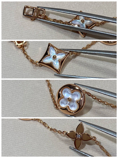 [✨ROSE✨]STAR AND SUN 5 MOTIF MOP PINK GOLD BRACELET