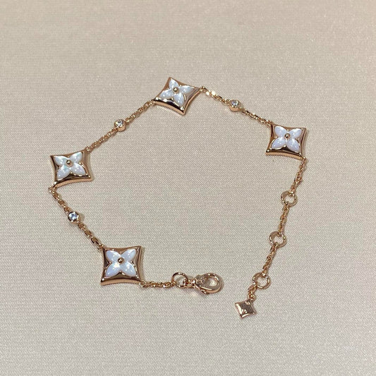 [✨ROSE✨]STAR 4 MOTIF MOP DIAMOND PINK GOLD BRACELET