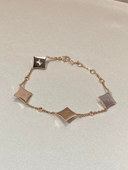 [✨ROSE✨]STAR 4 MOTIF MOP DIAMOND PINK GOLD BRACELET