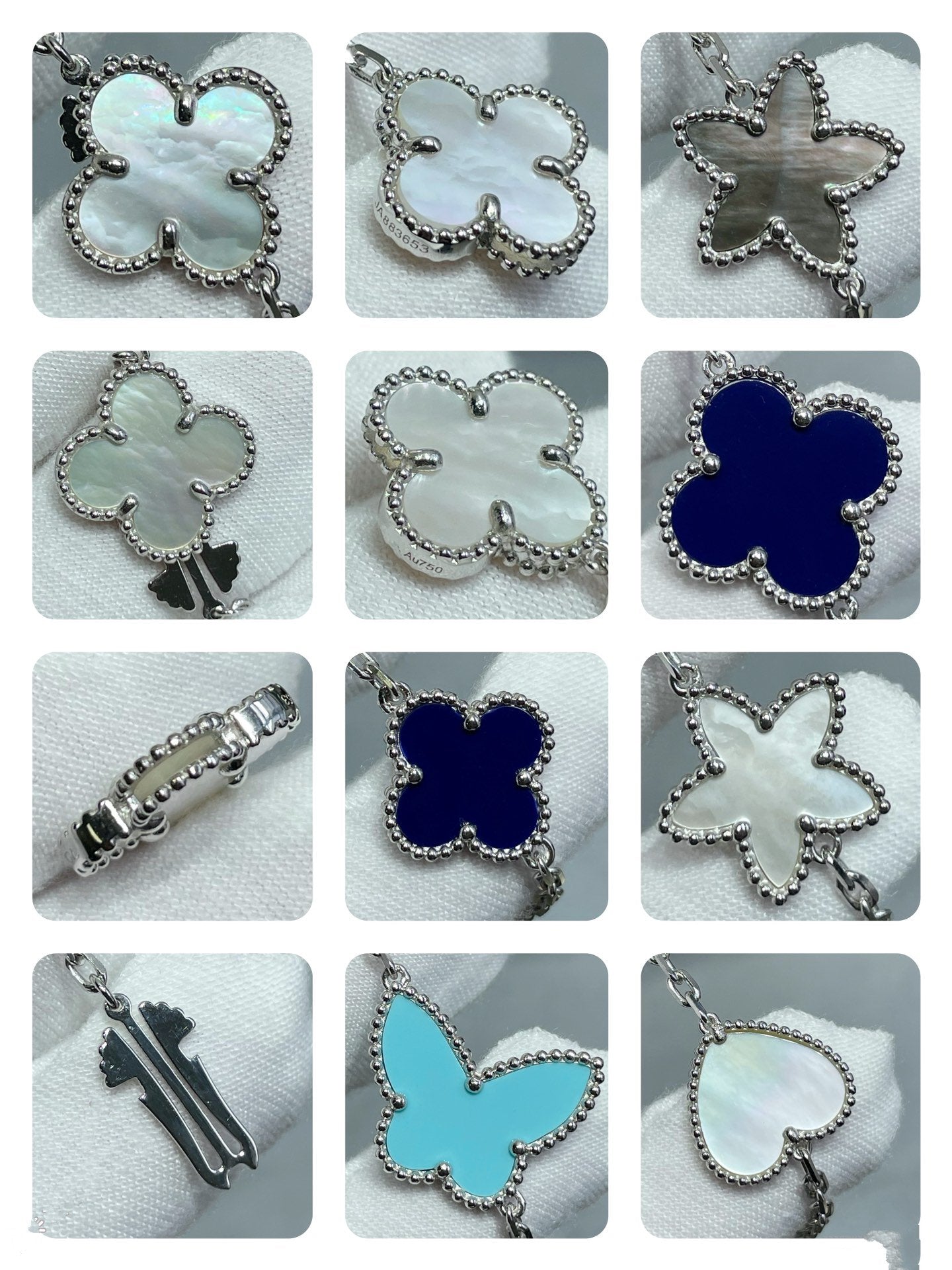 [✨ROSE✨]LUCKY CLOVER SILVER 11 MOTIF NECKLACE