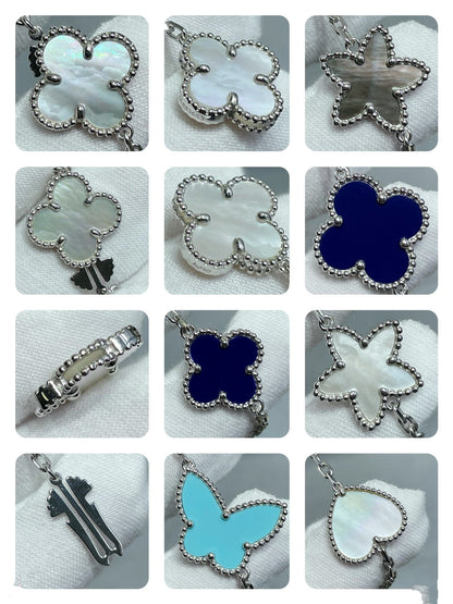 [✨ROSE✨]LUCKY CLOVER SILVER 11 MOTIF NECKLACE