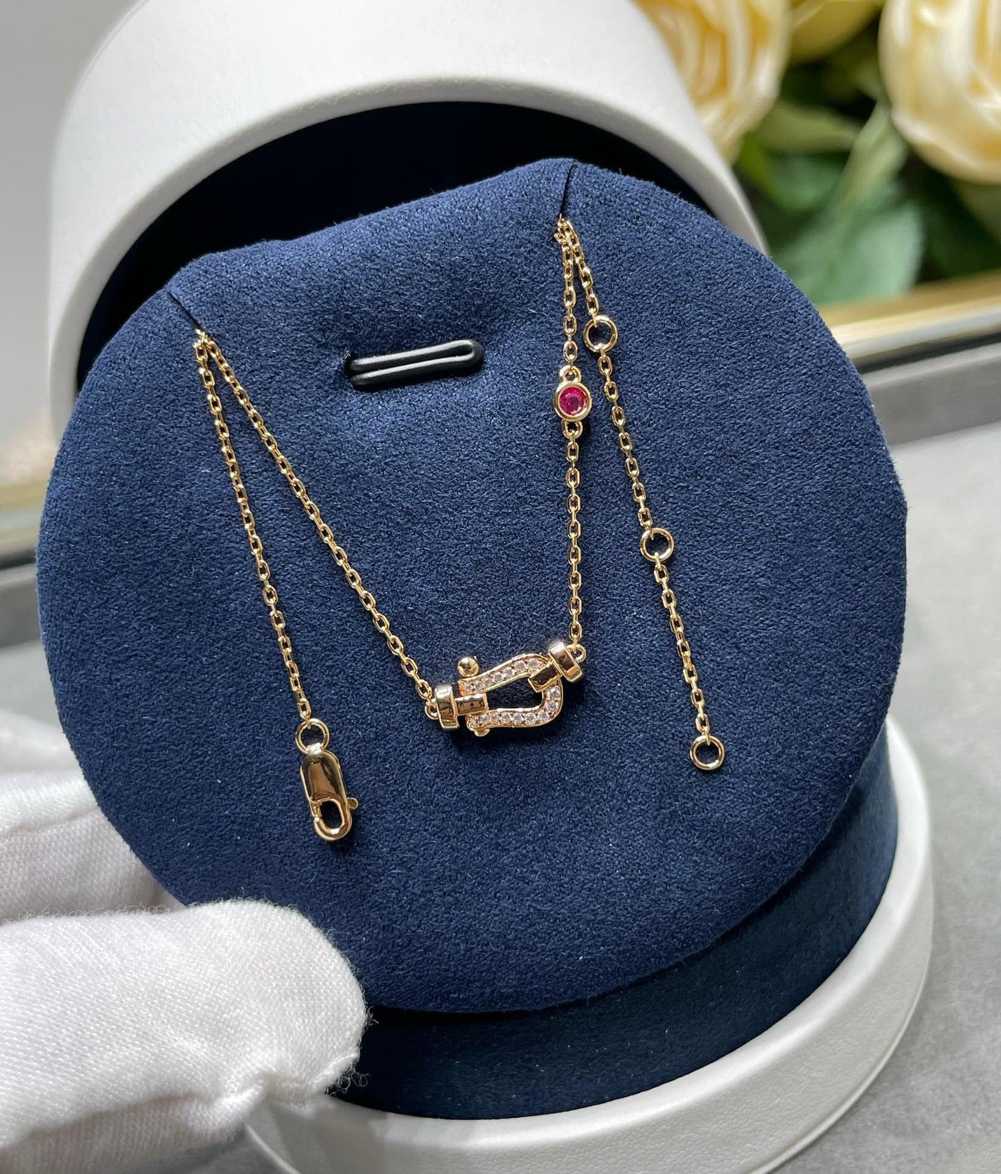 [✨ROSE✨]FORCE 10 DIAMOND PINK GOLD NECKLACE