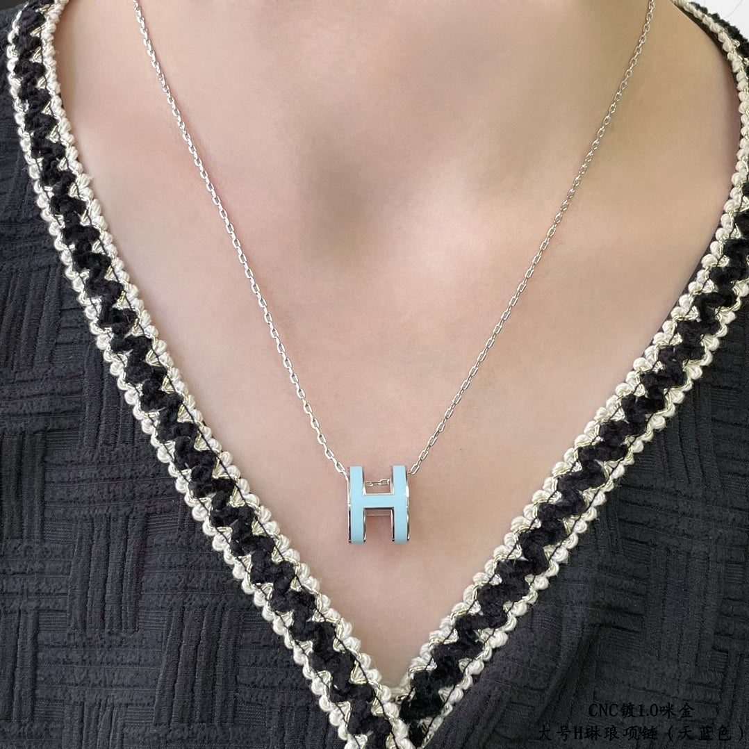[✨ROSE✨]POP H SKY BLUE NECKLACE