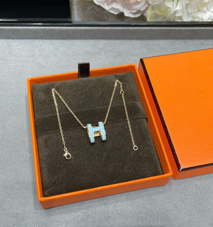 [✨ROSE✨]POP H SKY BLUE NECKLACE