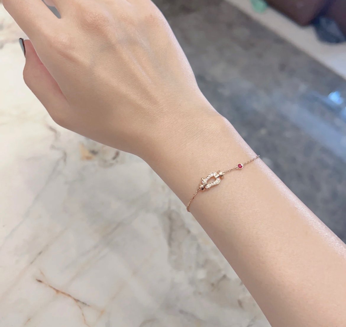 [✨ROSE✨]FORCE 10 DIAMOND CHAIN LINK PINK GOLD BRACELET