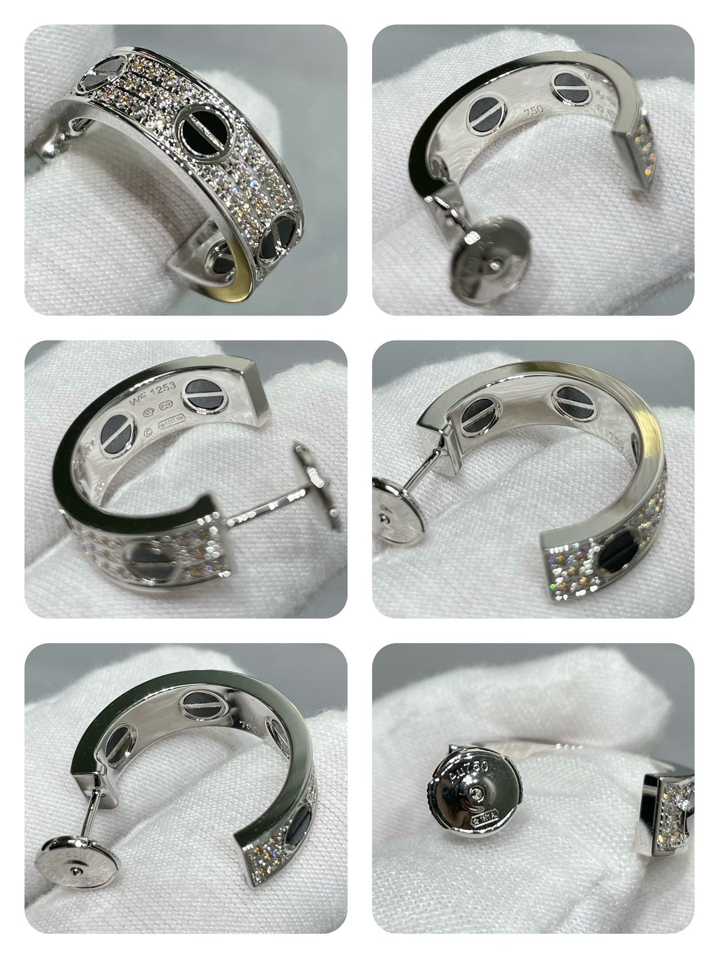 [✨ROSE✨]LOVE CERAMIC DIAMOND PAVED SILVER EARRINGS