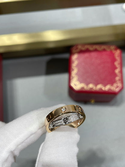 [✨ROSE✨]LOVE PINK GOLD SILVER DIAMOND DOUBLE RING