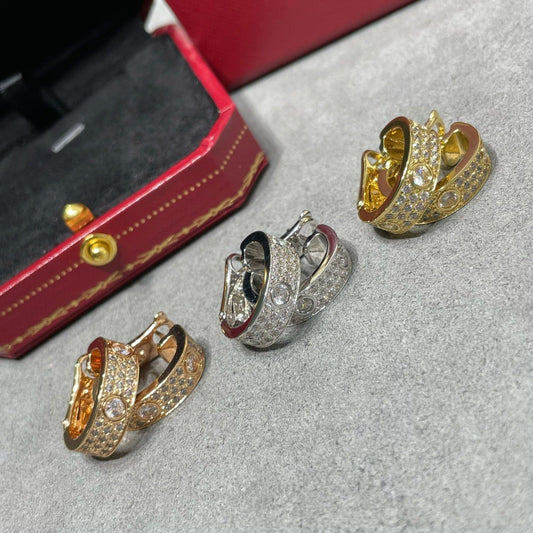 [✨ROSE✨]LOVE 5.5MM DIAMOND PAVED EARRINGS