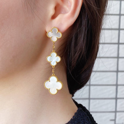 [✨ROSE✨]CLOVER MOP 3 MOTIFS GOLD EARRINGS