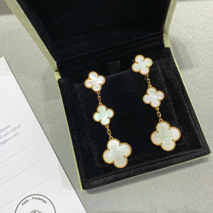 [✨ROSE✨]CLOVER MOP 3 MOTIFS GOLD EARRINGS