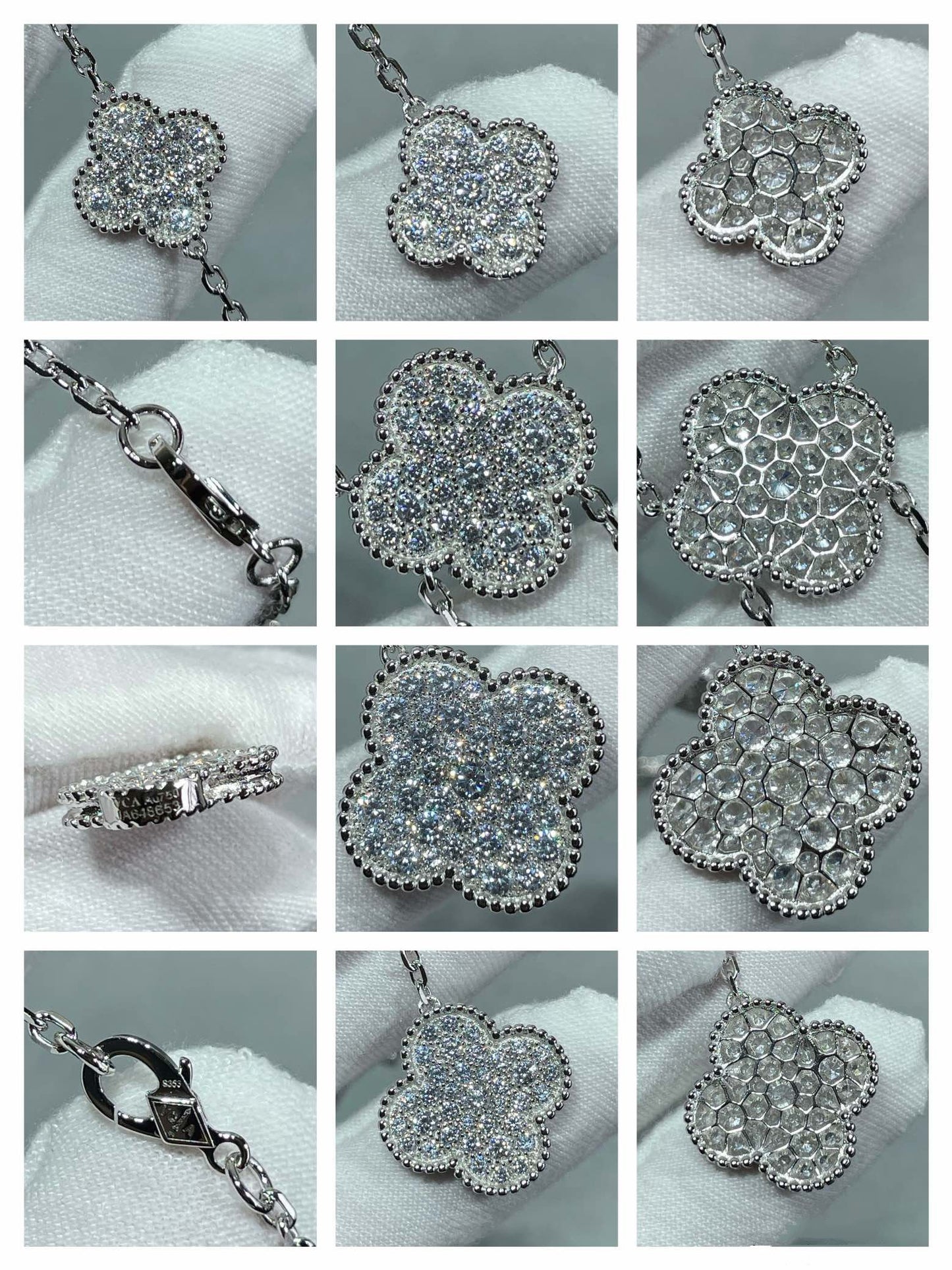 [✨ROSE✨]CLOVER 6 MOTIF DIAMOND PAVED NECKLACE